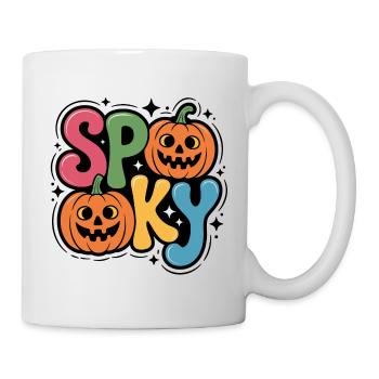 Spooky Kürbis Pop Schriftzug - Tasse - Weiß - Rechts