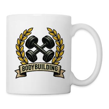 Body building with laurel dumbbells - Mug - white - Right