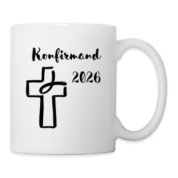 Konfirmand 2026 Konfirmation Fisch taucht in Kreuz - Tasse - Weiß - Rechts