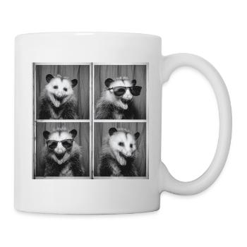 Drôle Opossum Photo Box Selfie vintage - Mug blanc - blanc - Droite