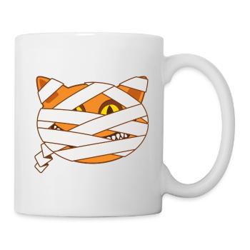 Cat Mummy Halloween Drawing Funny and Scary Comics - Mug - white - Right