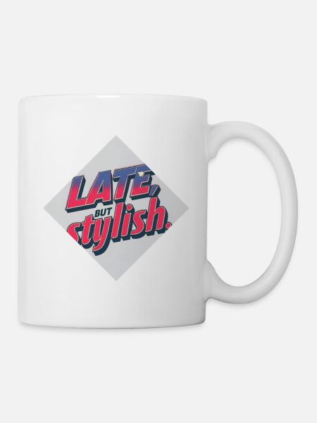 Spät, aber schick – Retro-Stil - Tasse - Weiß