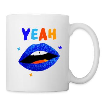 Lebendige Regenbogenlippen YEAH - Tasse - Weiß - Rechts