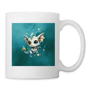 Steampunk Drache Blaues Monokel - Tasse - Weiß - Rechts