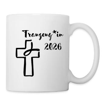 Trauzeuge 2026 gendergerecht Hochzeit Kreuz Fisch - Tasse - Weiß - Rechts