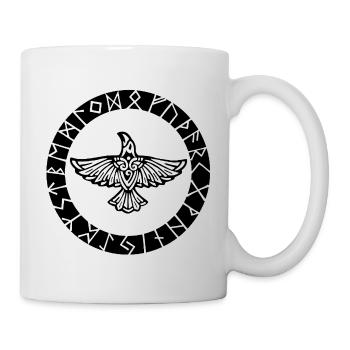 Runen des schwarzen Raben und der Wikinger - Tasse - Weiß - Rechts