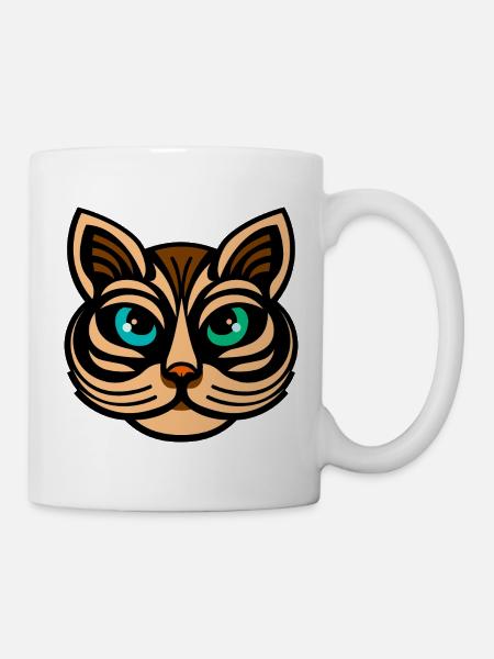 Mystische zweiäugige Katze Illustration - Tasse - Weiß