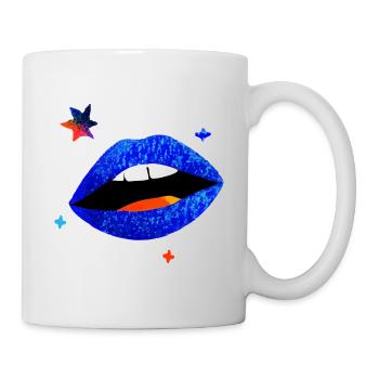 Elektrischer blauer Lippenpopp - Tasse - Weiß - Rechts