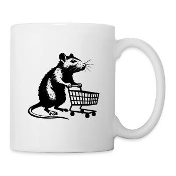 Rat with shopping cart - Mug - white - Right