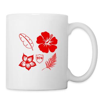 Roter Hibiskus und tropisches Laub - Tasse - Weiß - Rechts