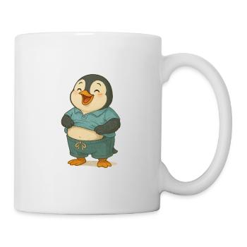 Fröhlicher Pinguin mit Bauch - Tasse - Weiß - Rechts