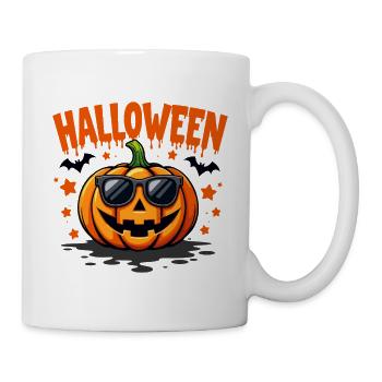 Halloween Kürbis mit Sonnenbrille - Tasse - Weiß - Rechts