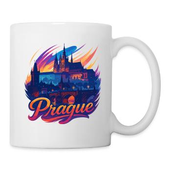 Prag Skyline Farbrausch Stadt Tschechien Geschenk - Tasse - Weiß - Rechts