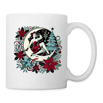 Mondschein Pinup Weihnachtskranz - Tasse - Weiß - Rechts