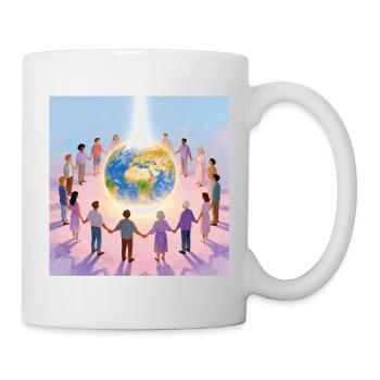 La Terre entourée de communauté - Mug blanc - blanc - Droite