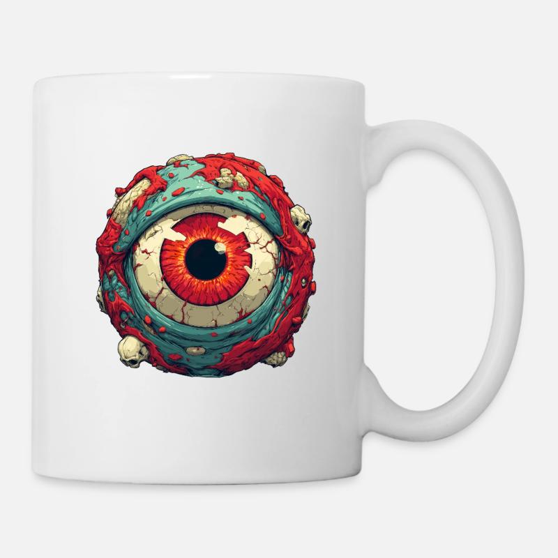 Orbe d’œil cramoisi avec crânes - Mug blanc - blanc