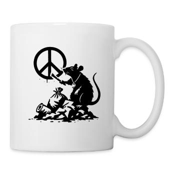 Friedensratte mit Blume - Tasse - Weiß - Rechts