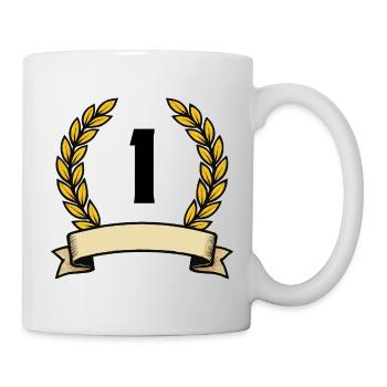 Goldener Lorbeerkranz mit Band 1 - Tasse - Weiß - Rechts