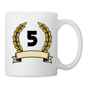Couronne de laurier dorée numéro 5 - Mug blanc - blanc - Droite