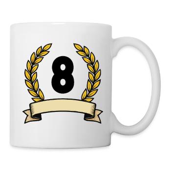 Goldener Lorbeerkranz Nummer 8 - Tasse - Weiß - Rechts