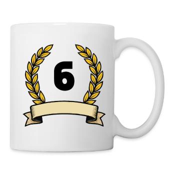 Goldener Lorbeerkranz Nummer 6 - Tasse - Weiß - Rechts