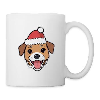 Christmas Dog Cartoon with Hat - Mug - white - Right