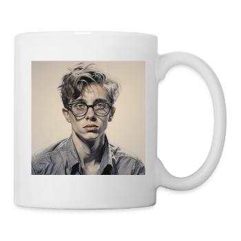 Grayscale Glasses Portrait - Mug - white - Right