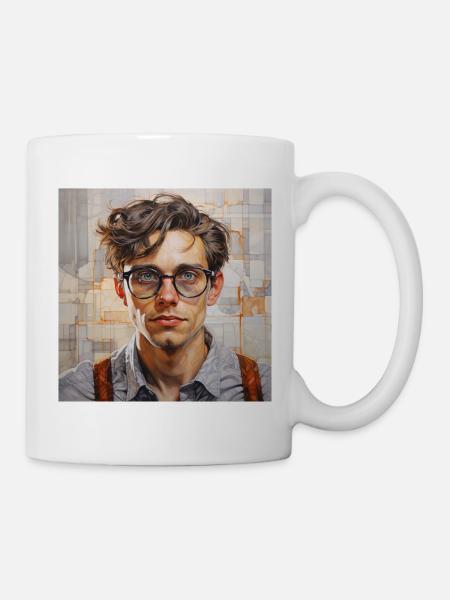 Portrait Glasses Geopattern - Mug - white