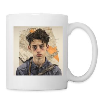 Portrait de cheveux ébouriffés en patchwork - Mug blanc - blanc - Droite