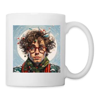 Weihnachtszauber Portrait mit roter Brille - Tasse - Weiß - Rechts
