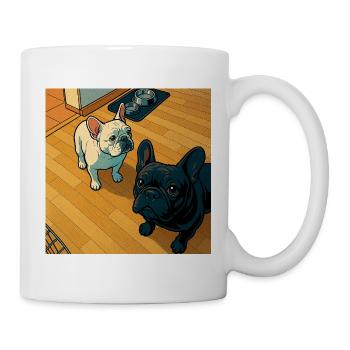 Duo de bouledogues câlins Illustration - Mug blanc - blanc - Droite