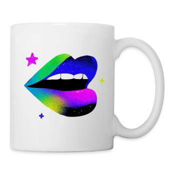 Regenbogen Lippe Graffiti Pop Art - Tasse - Weiß - Rechts