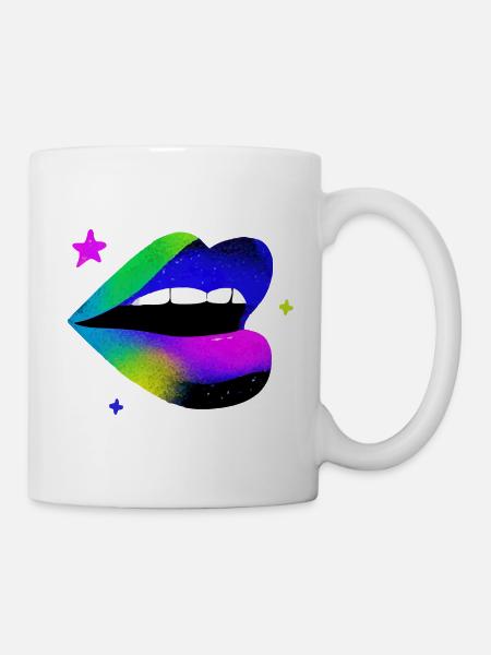 Regenbogen Lippe Graffiti Pop Art - Tasse - Weiß