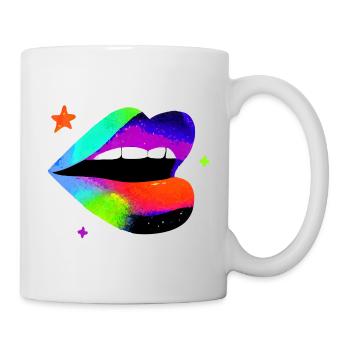 Regenbogen Lippe Pop Art - Tasse - Weiß - Rechts