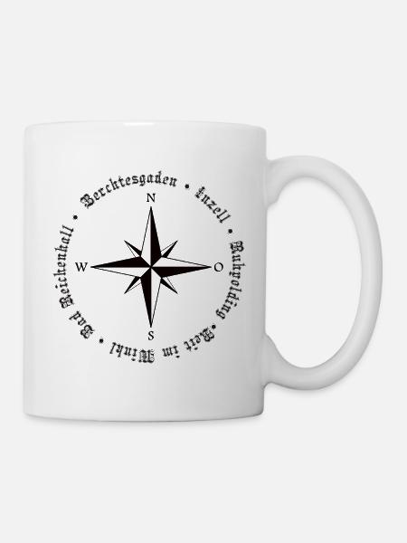 Kompass Alpen Orte Design - Tasse - Weiß