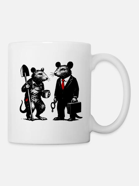 Arbeiter-Ratte und Büroratte - Tasse - Weiß