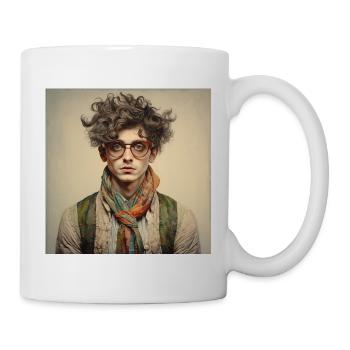 Vintage Portrait with Colorful Scarf - Mug - white - Right