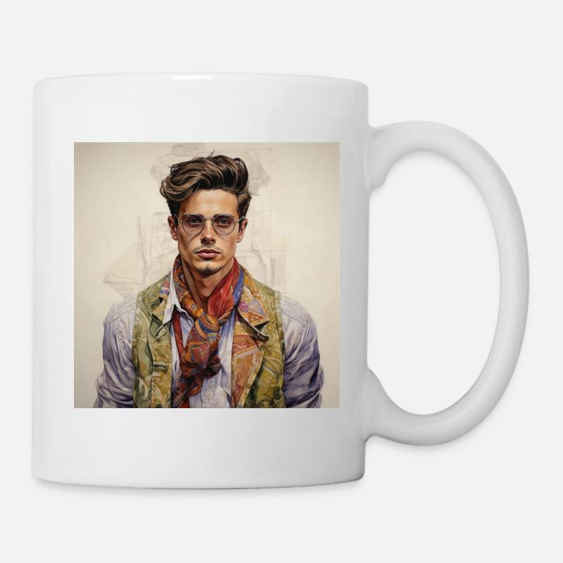 Vintage Glam Man with Silk Scarf - Mug - white
