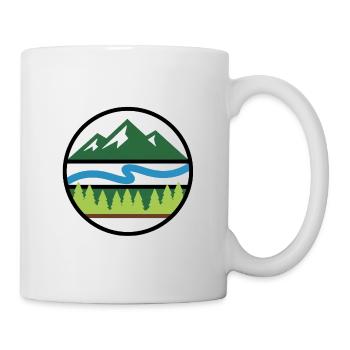Berg Fluss Wald | Outdoor Abenteuer Logo - Tasse - Weiß - Rechts