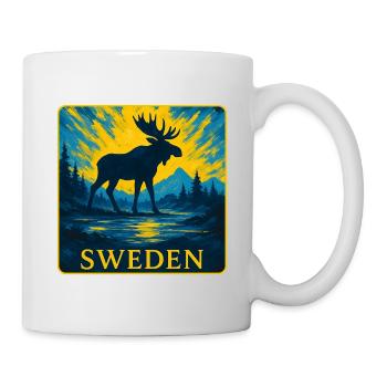 Schweden Elch Silhouette Design - Tasse - Weiß - Rechts