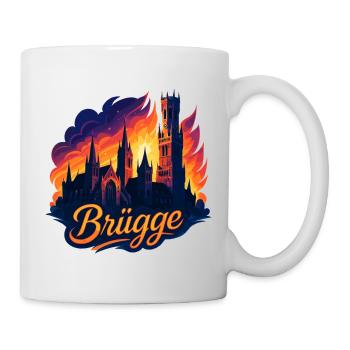 Ville de Bruges Belgique Cadeau au coucher du soleil - Mug blanc - blanc - Droite