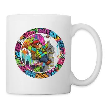 Graffiti Bär am Kletterturm - Tasse - Weiß - Rechts