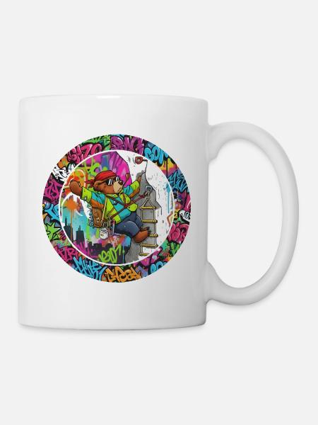 Graffiti Bär am Kletterturm - Tasse - Weiß
