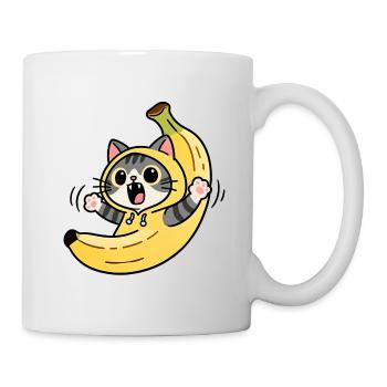 Chat Banane Kawaii - Mug blanc - blanc - Droite