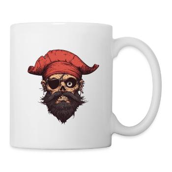 Crâne de pirate avec bandana rouge - Mug blanc - blanc - Droite