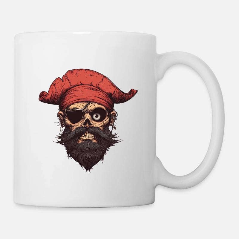 Crâne de pirate avec bandana rouge - Mug blanc - blanc