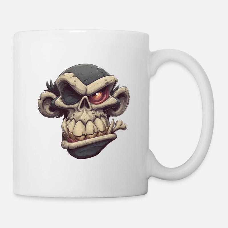 Monkey Skull Grin - Mug - white