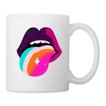 Prismatische Regenbogenzunge Lippen - Tasse - Weiß - Rechts