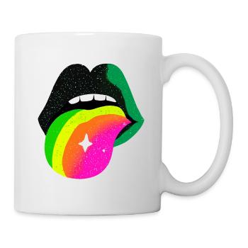 Langue arc-en-ciel Pop Art Lèvres - Mug blanc - blanc - Droite