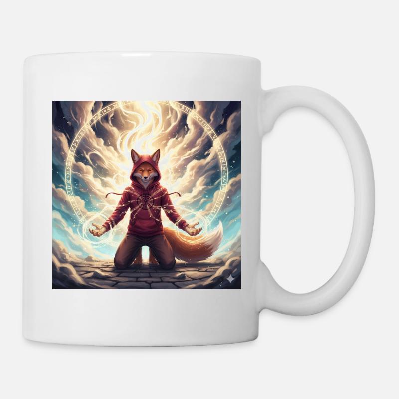 Fox in the Magic Circle Pullover Hoodie - Mug - white